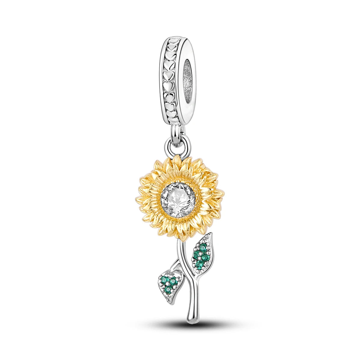 Silver Plated Travel Sunflower Lucky Charms Fit Original Pandora Bracelet Dangle Pendant DIY